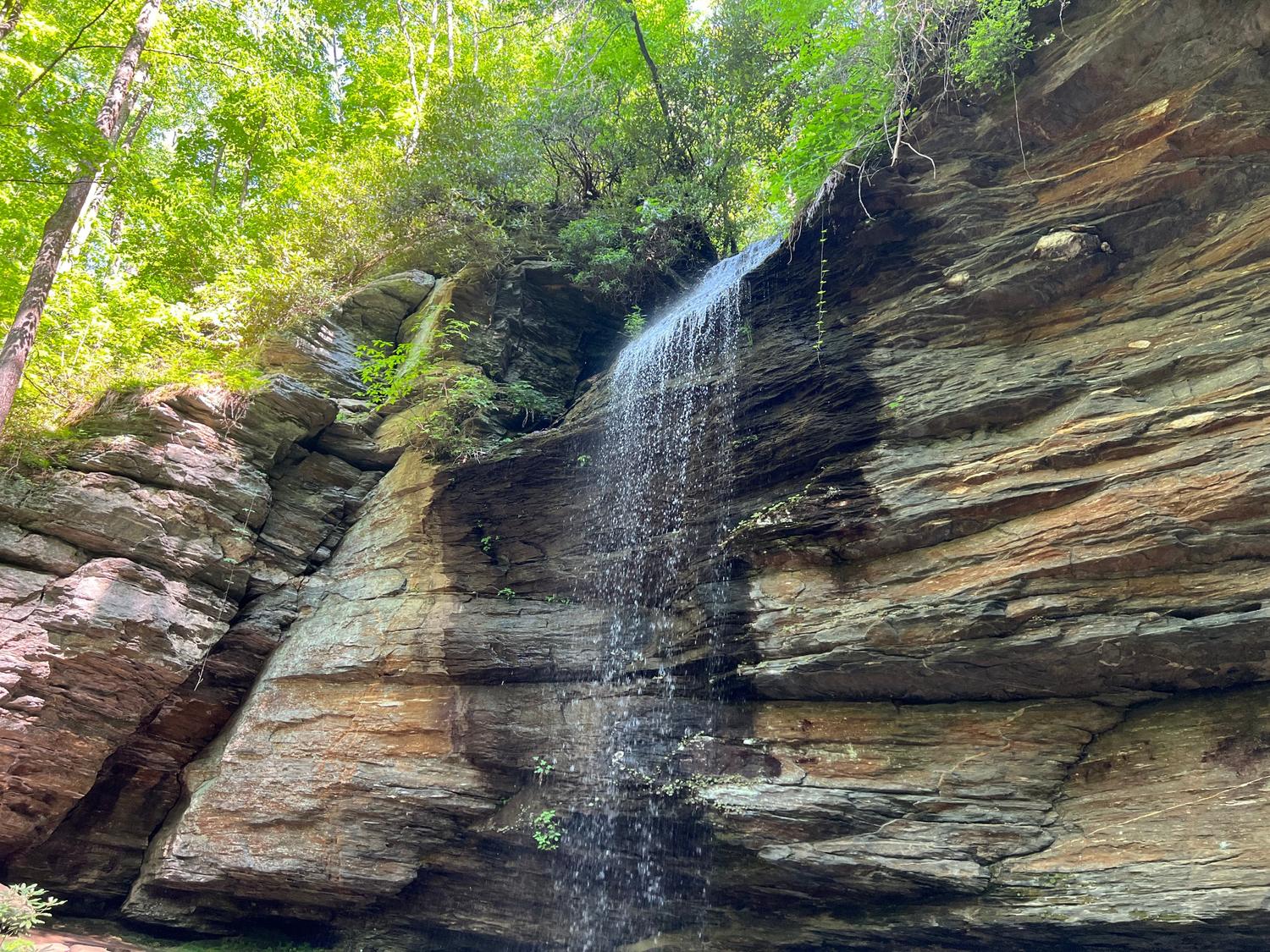Waterfall and rock face in a Western North Carolina forest